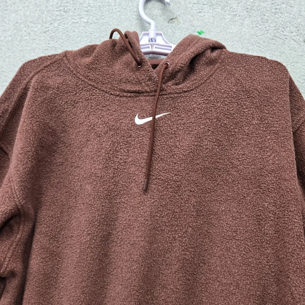 Nike Men Hoodie SMALL Brown Fleece Activewear Logo Center Swoosh Embroidered